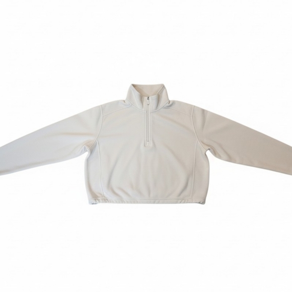 Lululemon Brushed Softstreme Half Zip Pullover Bone Size 12 Cropped Funnel Neck - Picture 3 of 11